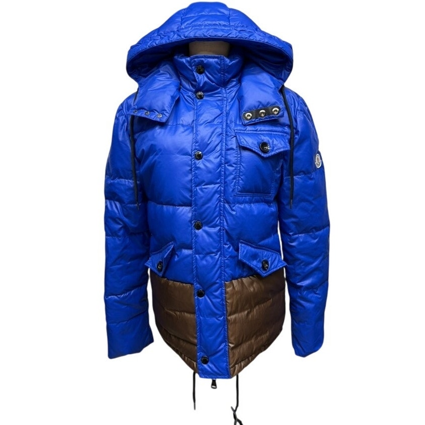 "Moncler" Grenoble Puffer Coat Sz 2 90% Down 10% Feather Brown/Black Hooded